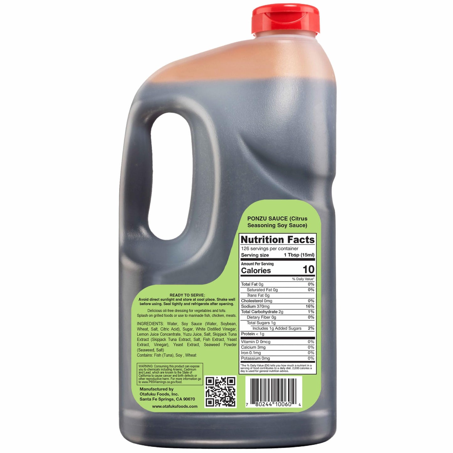 Otafuku Ponzu Soy Sauce Yuzu Lemon Flavor, Restaurant Size 1/2 Gallon