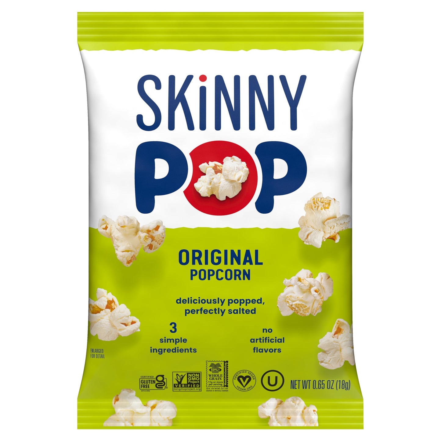 Skinnypop Popcorn, Original, Gluten Free, Non-Gmo, Healthy Snacks, 0.65Oz Individual Size Bags (6 Count)