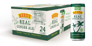 Reeds Zero Sugar Ginger Ale - Organic Ginger - 12oz Slim Cans, 24 Pack