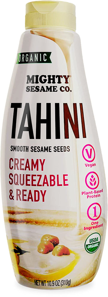 Mighty Sesame, Organic, Fine Sesame Tahini, 10.9Oz, Squeezable Bottle, Gluten Free, Ready To Use!