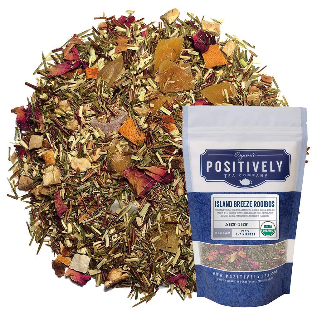 Organic Positively Tea Company Island Breeze Rooibos Tea Loose Leaf 4 Ounce