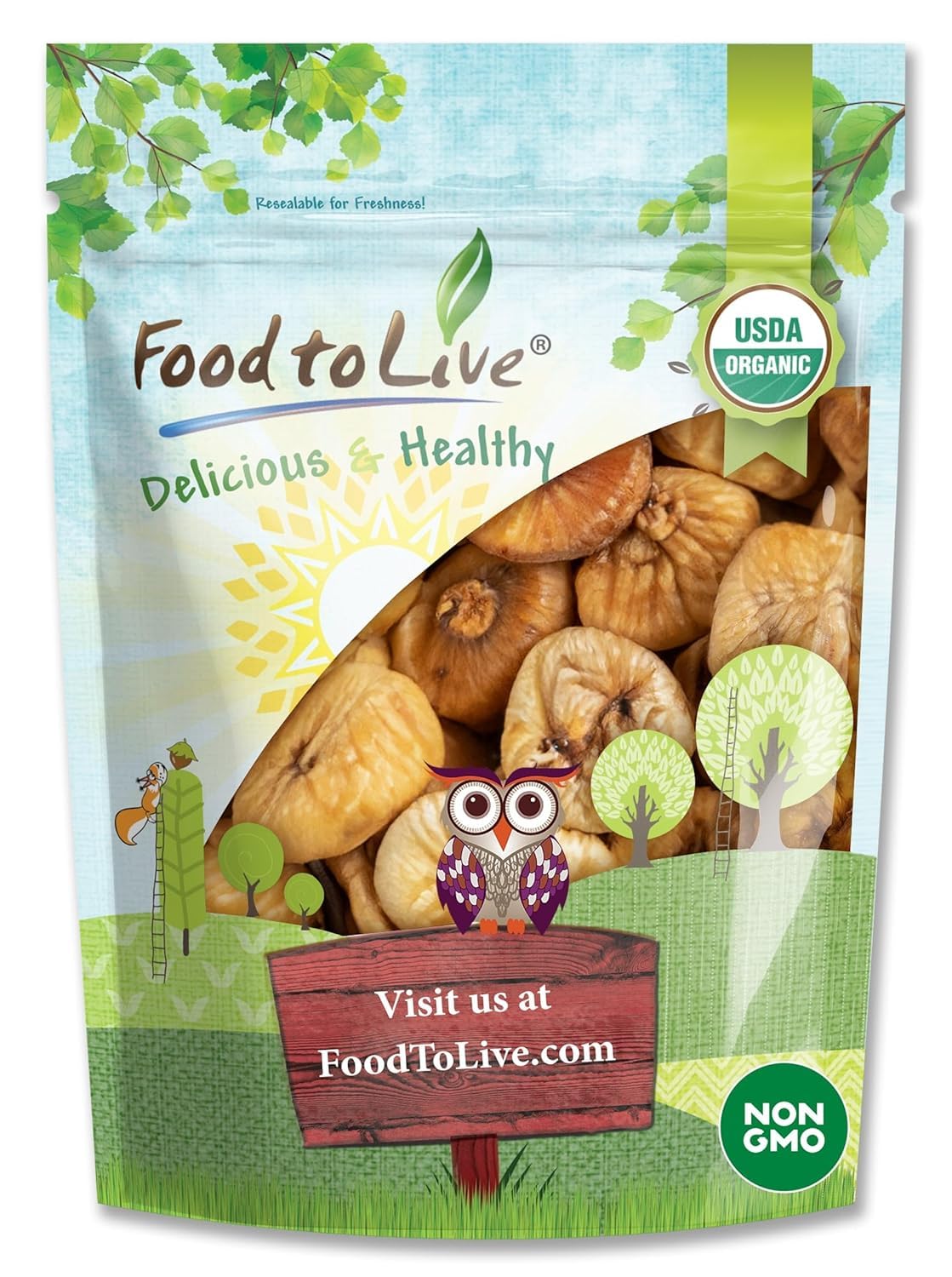 Food to Live Organic Turkish Smyrna Figs, 8 Ounces - Non-GMO, Sun-Dried, Unsulfured, No Added Sugar, Kosher, Vegan, Bulk