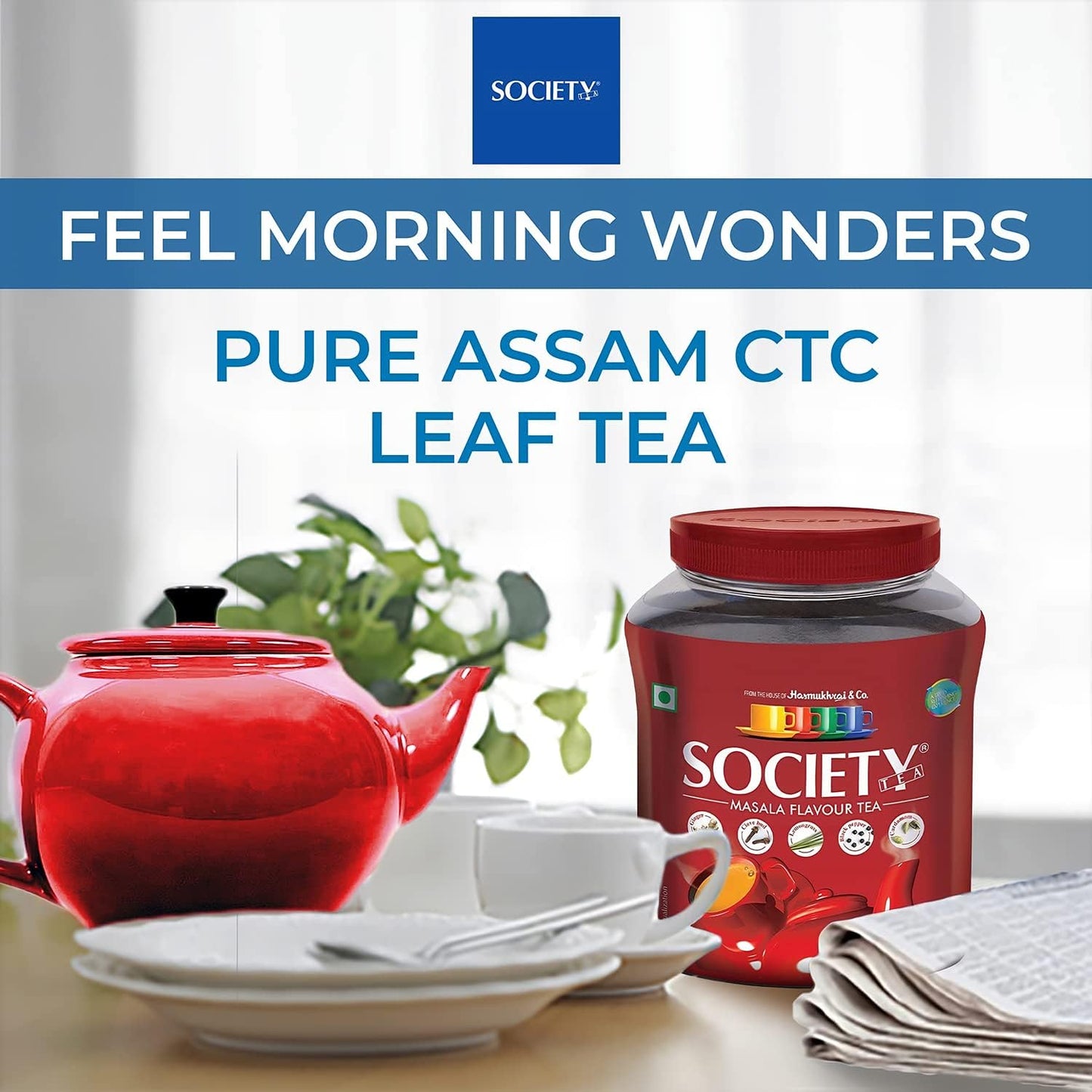 Society Masala Tea 16 Oz, 225 Cups, Indian Organic Black Tea, With Ginger, Clove Bud, Lemongrass, Black Pepper & Cardamom, Natur