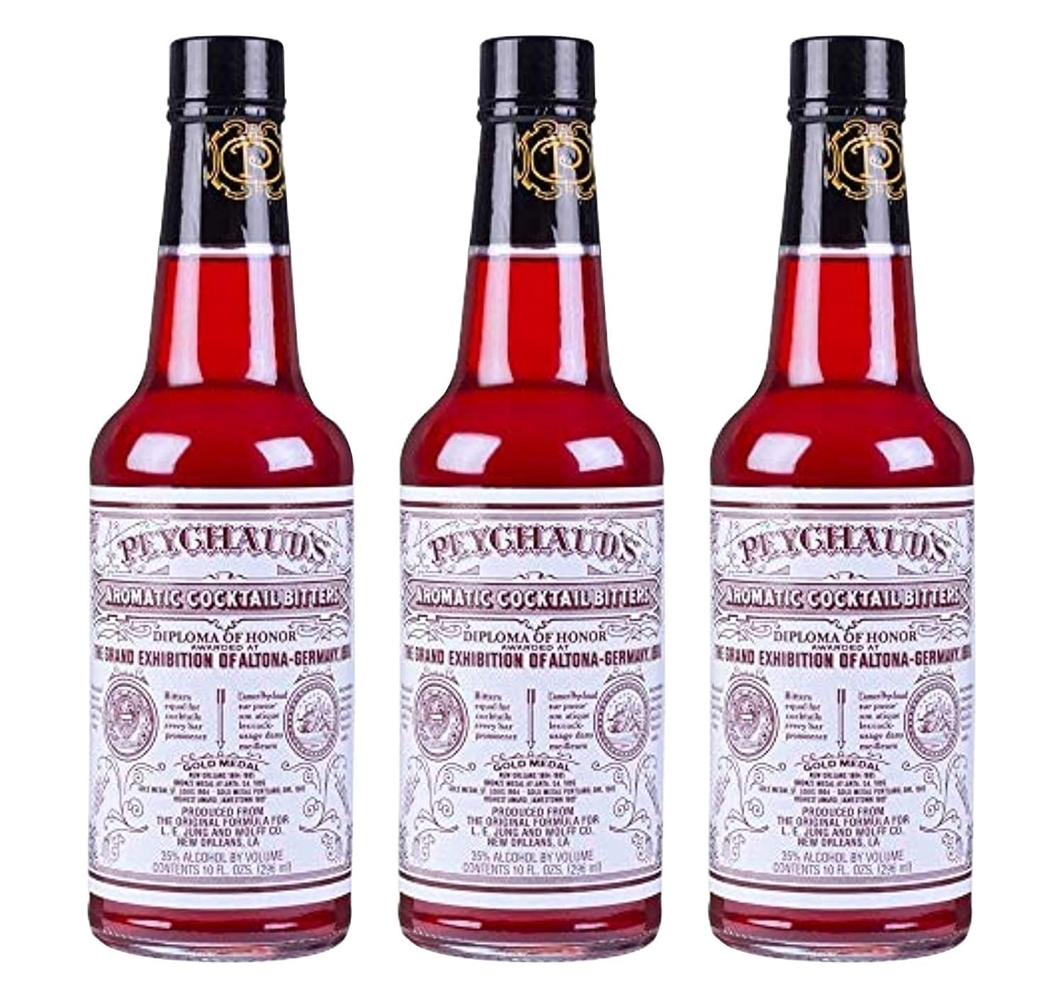 PEYCHAUDS Aromatic Cocktail Bitters, 10 Ounce Bottle, Pack of 3