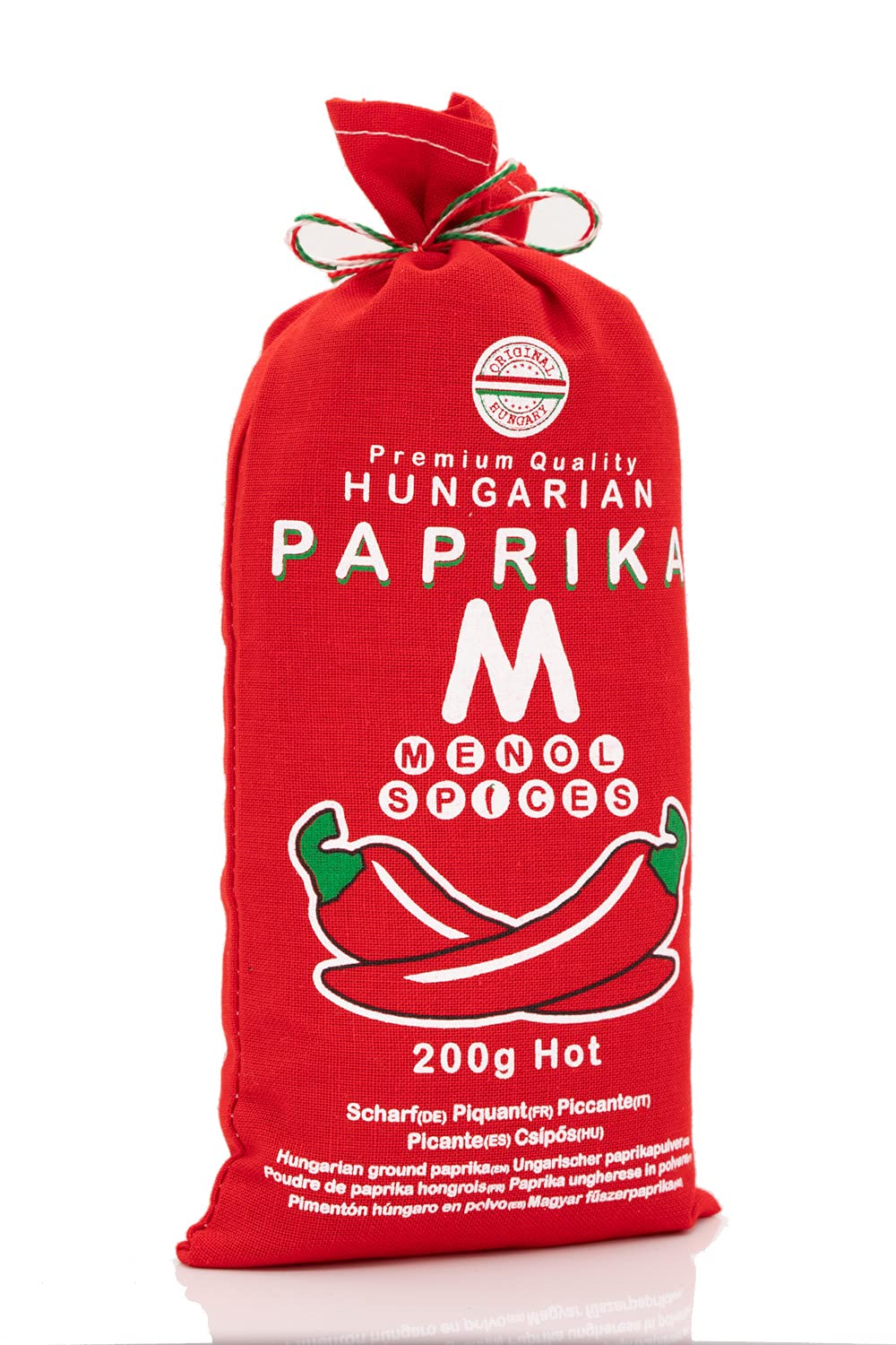 Menol Spices Authentic Hungarian Hot Paprika Powder, Gourmet Quality, 7oz / 200g, Very Spicy, Freshly Ground