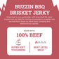 Buzzin Bbq - Bulk Brisket Jerky 1Lb - Soft And Tender - All Natural Gluten Free