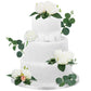 Taiyin Flower Cake Topper Set, 9 Pcs Eucalyptus Floral Decorations for Weddings and Birthdays, White, PVC Material