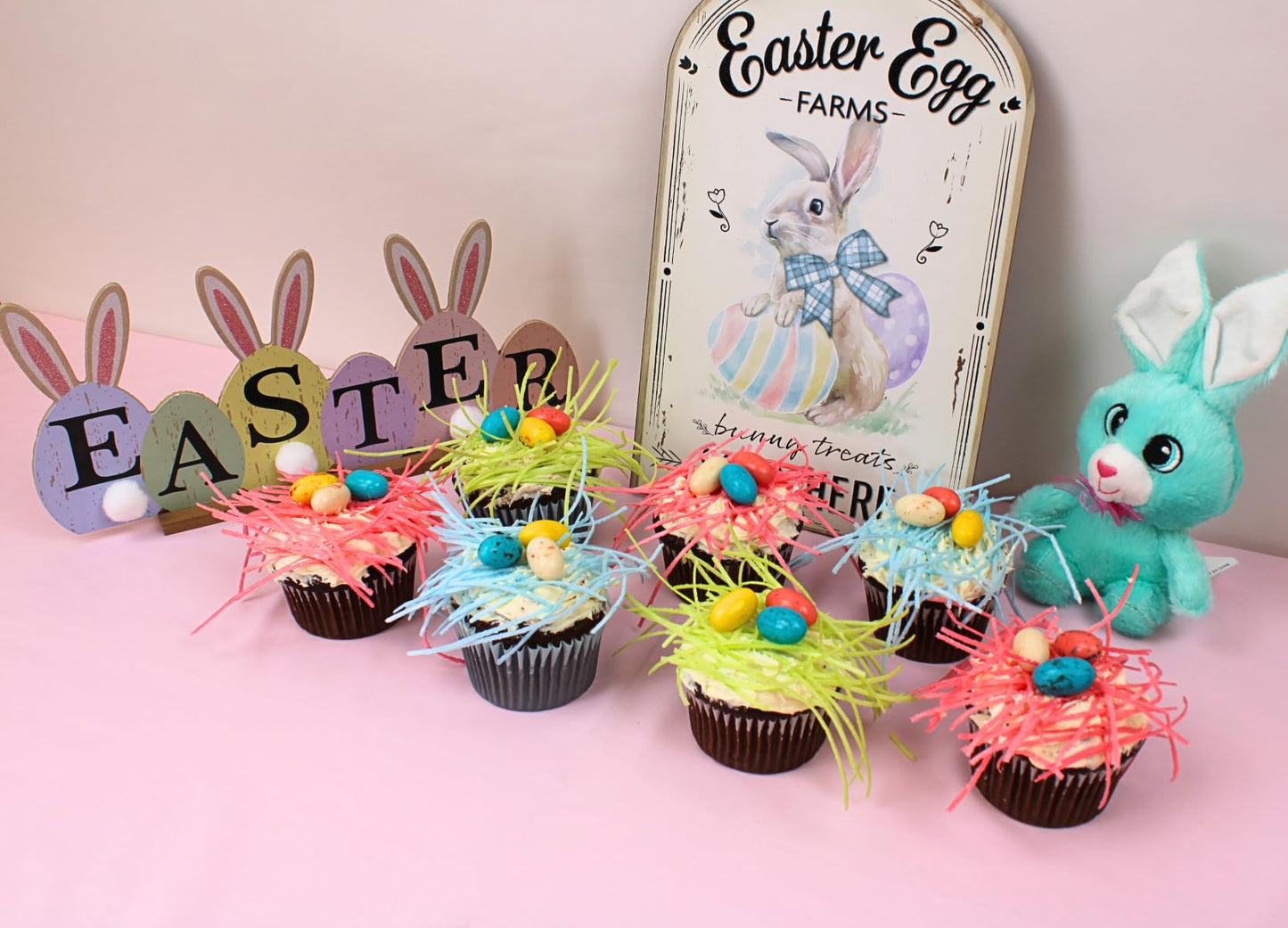 Grandys Candys Edible Easter Grass Bundle - Green Apple, Blueberry, Strawberry Flavors - 6 Individual Packages - 6 Count