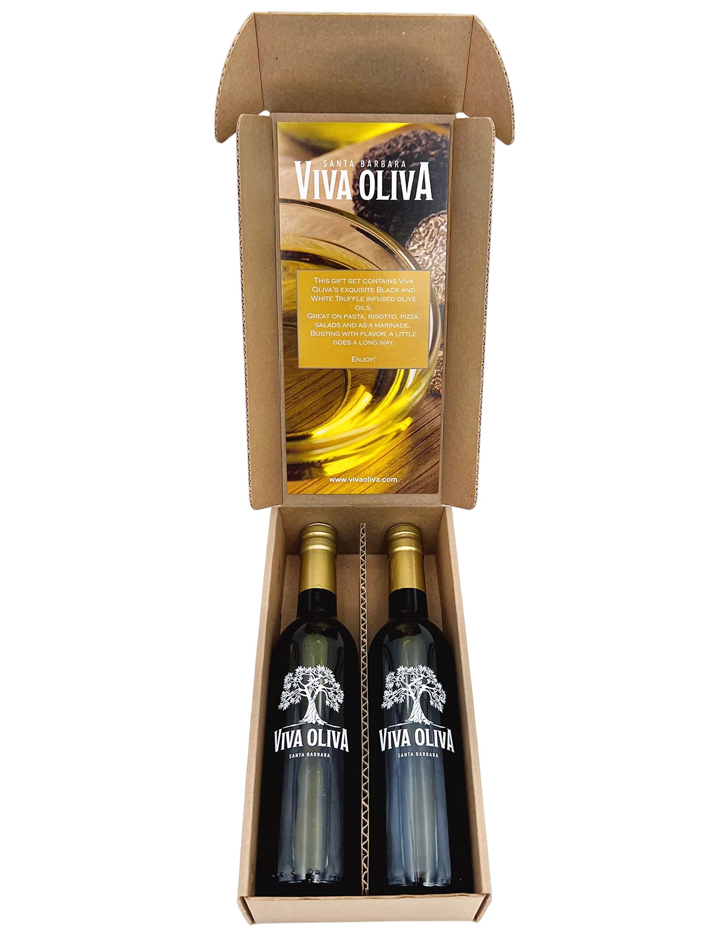 Viva Oliva Truffle Oil Gift Set - Premium White & Black Infused Olive Oil - 12.7 Fl Oz (Pack of 2)