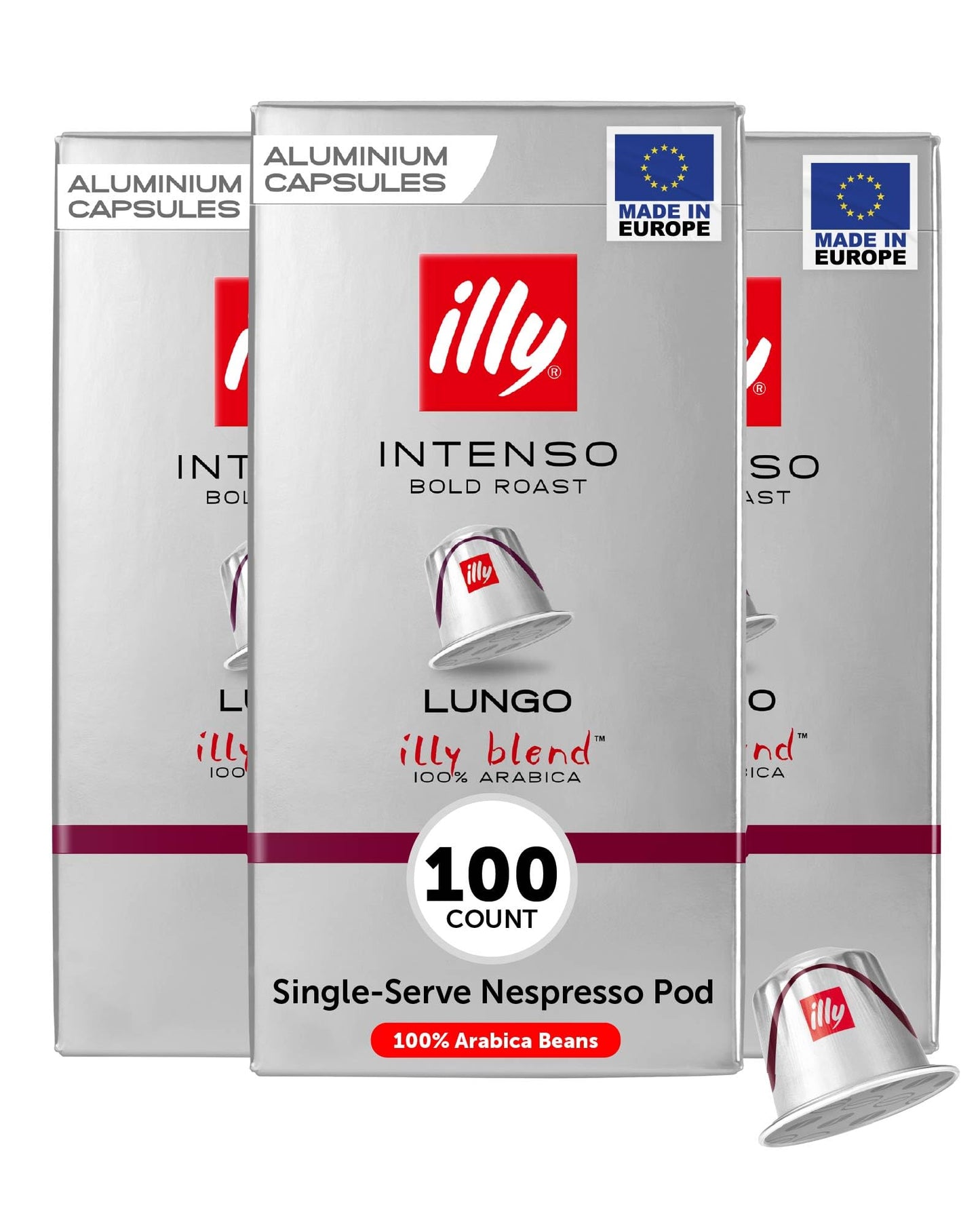 Illy Aluminum Espresso compact pieces - Intenso Lungo Roast Coffee - 10 Count Pack - Compatible with Nespresso Machines
