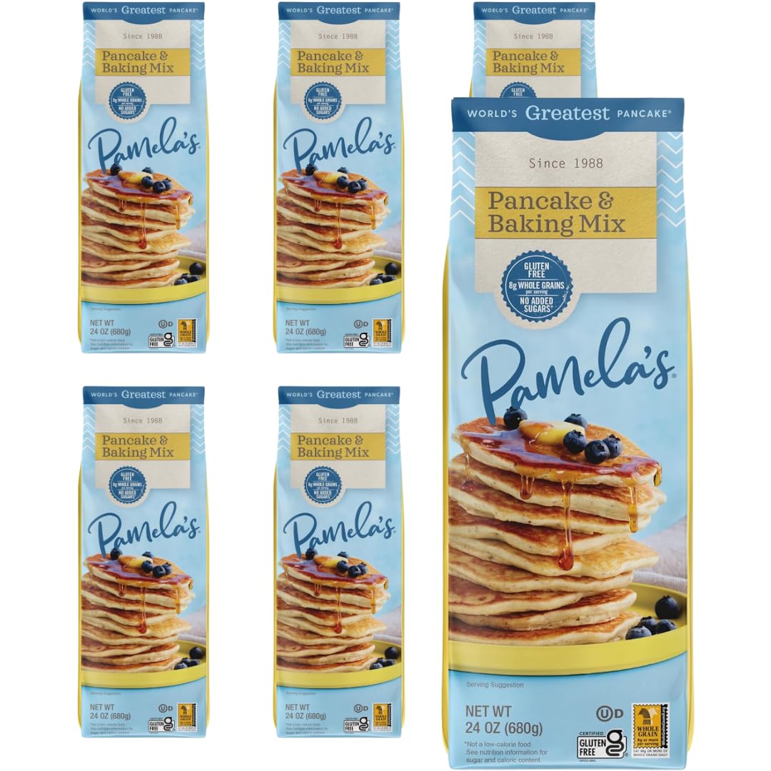 Pamelas Gluten Free Baking Mix, Waffles & Cookies, 24 oz (Pack of 6), Kosher, Model 10093709300103