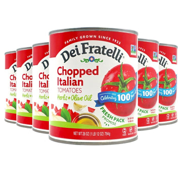 Dei Fratelli Chopped Italian Tomatoes with Herbs and Olive Oil - Vine-Ripened - Non GMO, Gluten-Free (28 oz. Cans, 6 pack)