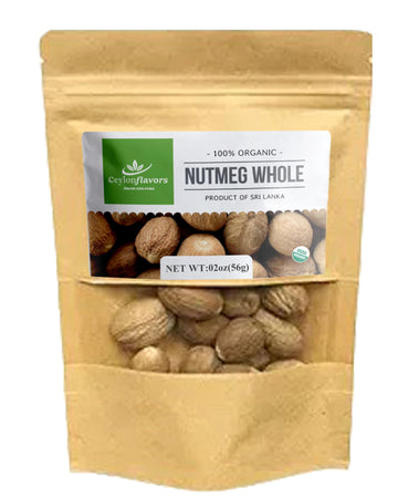 Whole Nutmeg from Ceylon, Authentic, Handpicked from Organic Farms, Natural Super food enriched with aroma & flavors for cooking