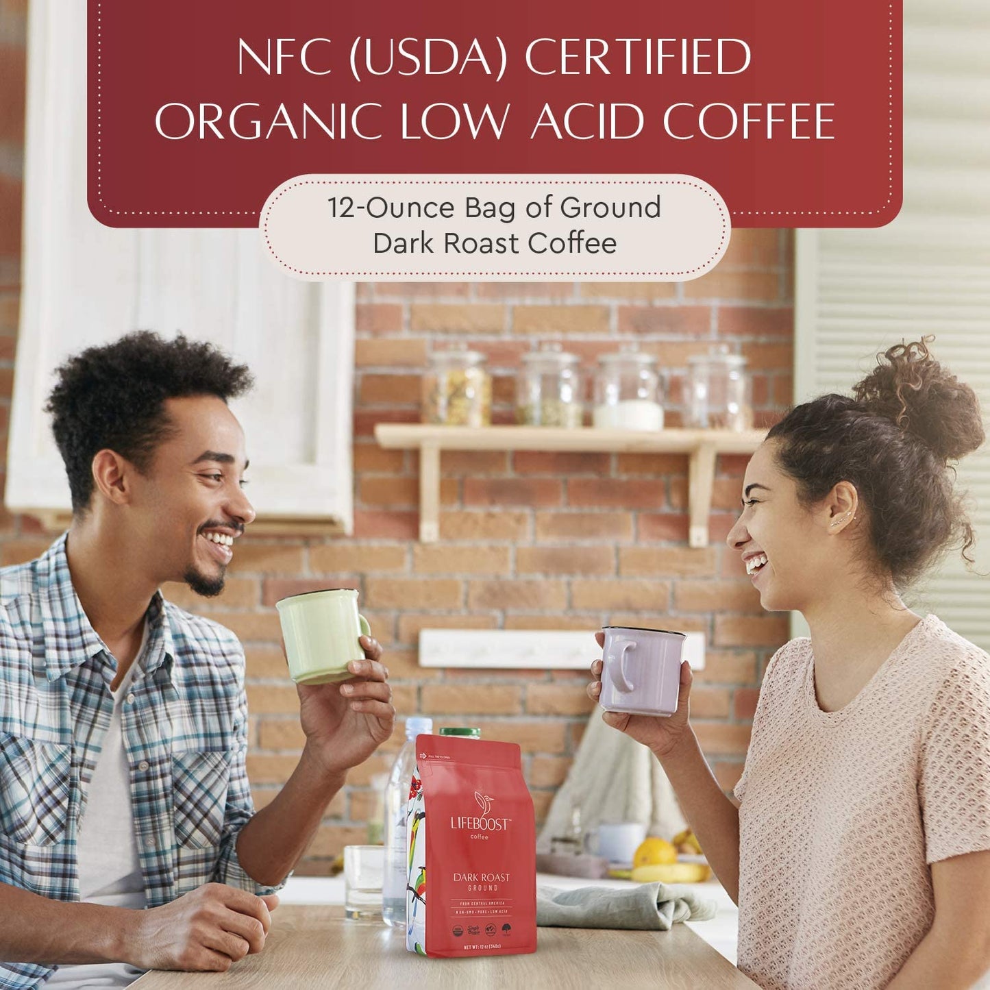 Lifeboost Coffee 3 Pack Dark Roast Ground Coffee - Low Acid Single Origin USDA Organic Coffee - Non-GMO Ground Coffee Beans Dark Roast Third Party Tested For Mycotoxins & Pesticides - 12 Ounces