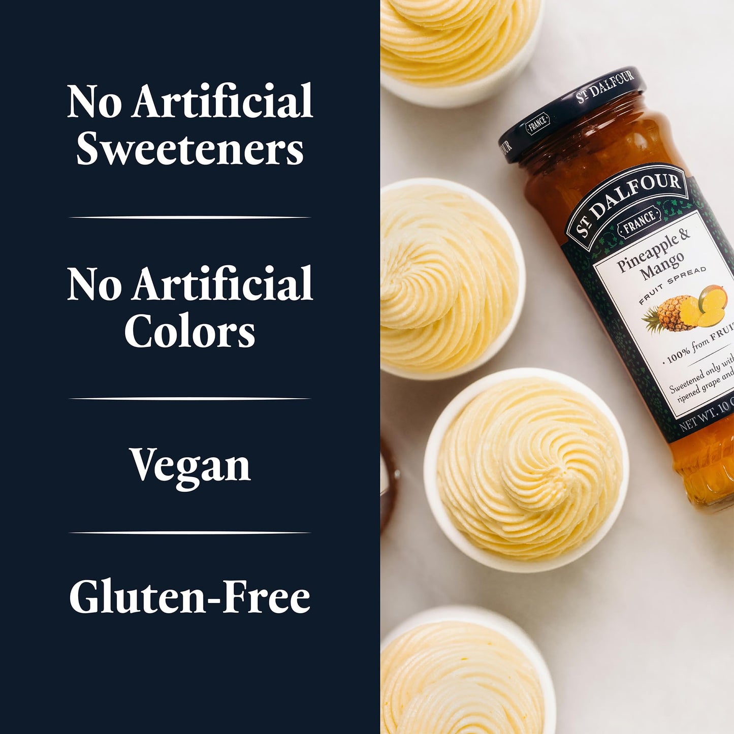 St. Dalfour Pineapple & Mango Fruit Spread - 10Oz - 100% From Fruit, No Artificial Ingredients, Non-Gmo, No Cane Sugars, All Nat