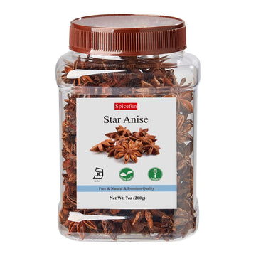 Spicefun Star Anise, Chinese Star Anise Whole 7oz(200g), Fresh, Pure and Dried Anise Pods, Great for Cooking, Baking and Tea(7 o