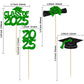 Ephlyn Graduation Cupcake Toppers, 36 Pcs, Glitter Class of 2025, Diploma & Cap Picks, Green