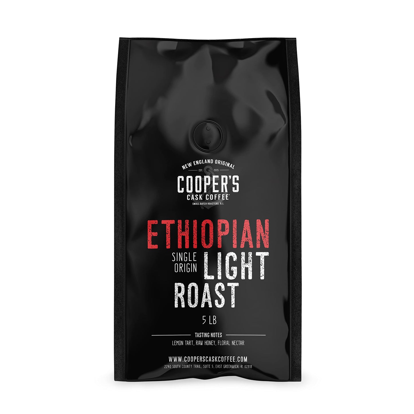 Ethiopian Bold Light Roast Coffee, Gourmet Single-Origin Coffee Beans from Ethiopia, Whole Bean, 5lb Bag