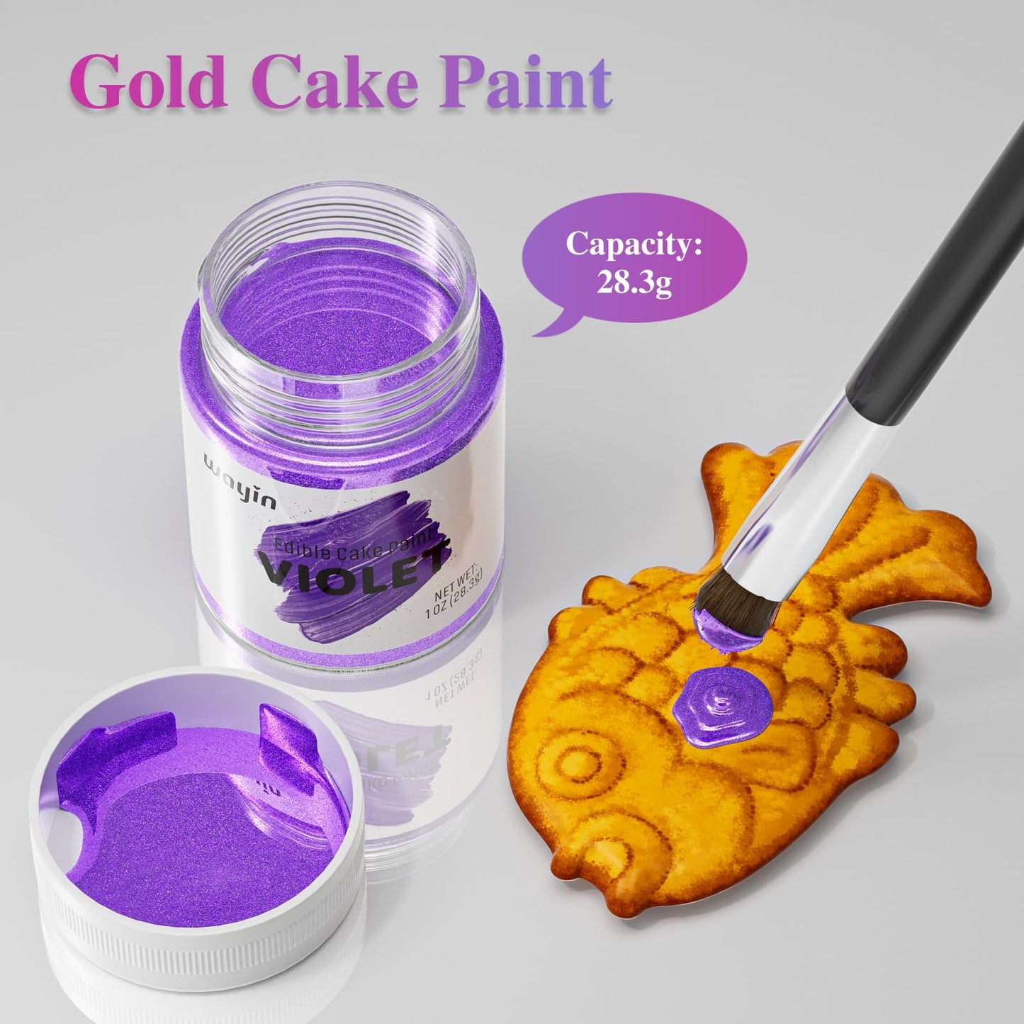 Purple Edible Art Decorative Paint -Vibrant Color Food Coloring Upgraded Edible Glitter Decorative Cake Paint For Baking, Cupcak