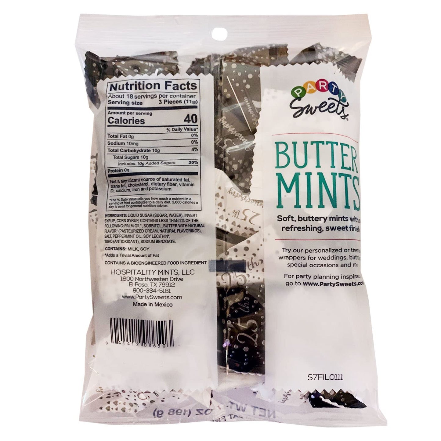 Party Sweets 25Th Wedding Anniversary Premium Buttermints, Appx. 300 Mints (Pack Of 6-7 Oz Bags)