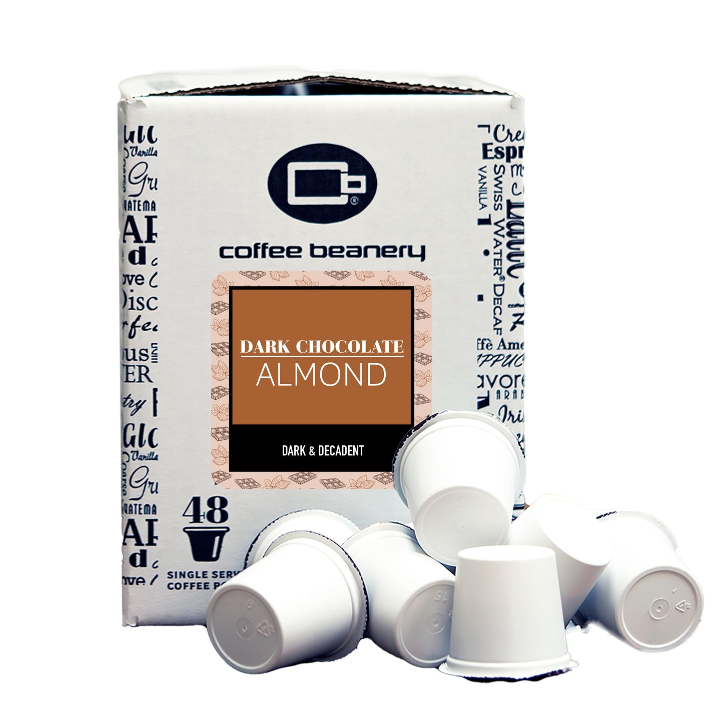 Dark Chocolate Almond Coffee Pods By Coffee Beanery | 96Ct Bulk Flavored Coffee Pods Medium Roast Coffee
