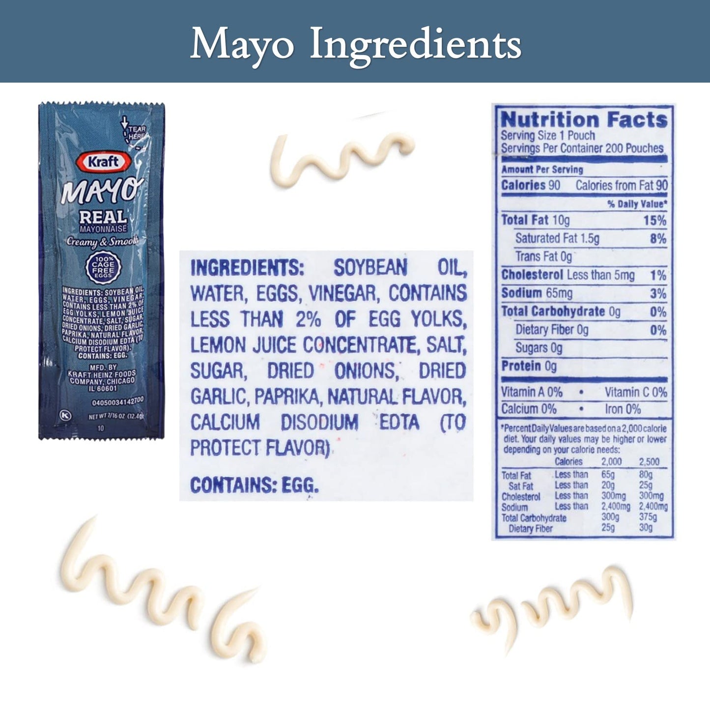 Bag-N-Dash 100 Kraft Real Mayo Condiment Packs - Single Serve Packets Of Mayo W/ Plastic Food Bag & Slide Seal For Easy Storage
