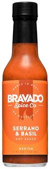 Bravado Spice Serrano and Basil Hot Sauce, Gluten Free, Vegan, Low Carb, 5 Fl Oz