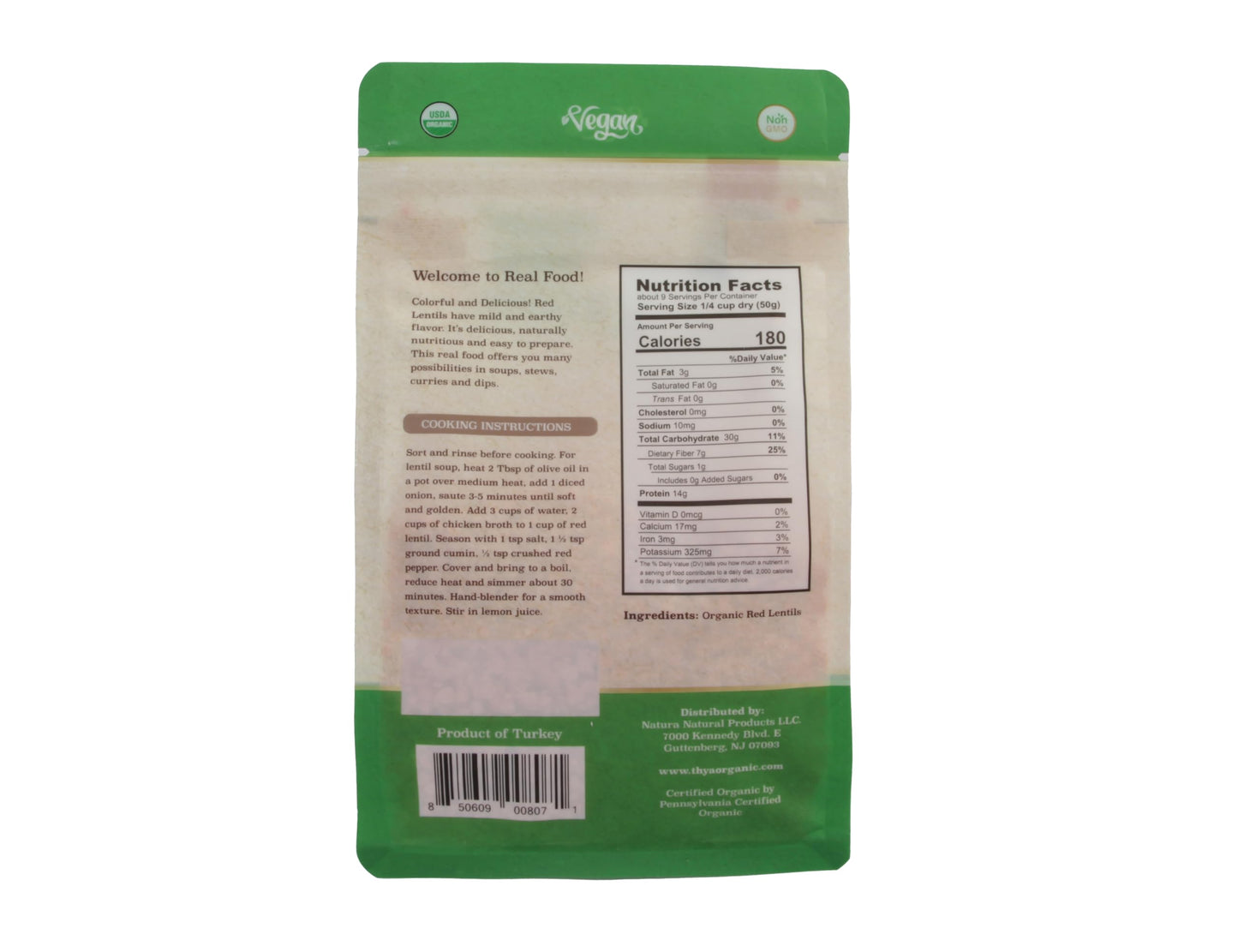 Thya Organic Red Split Lentils, 9 Lb (9 X 1 Lb Packs)