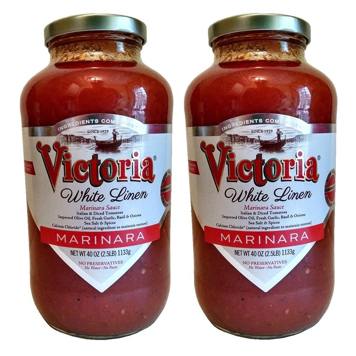 Victoria White Linen Marinara Sauce, 40 Ounce (Pack Of 2)