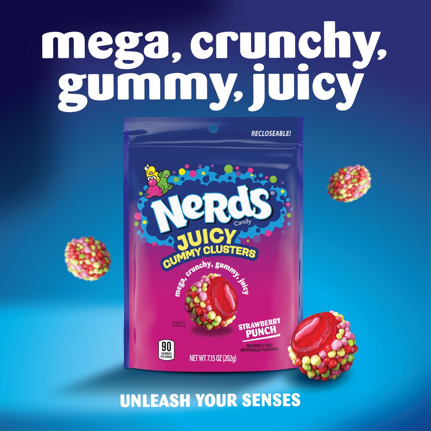 NERDS Juicy Gummy Clusters  Strawberry Punch  Juicy and Gummy Candy  1 Stand Up Bag  for Snacking and Sharing  7.15 oz
