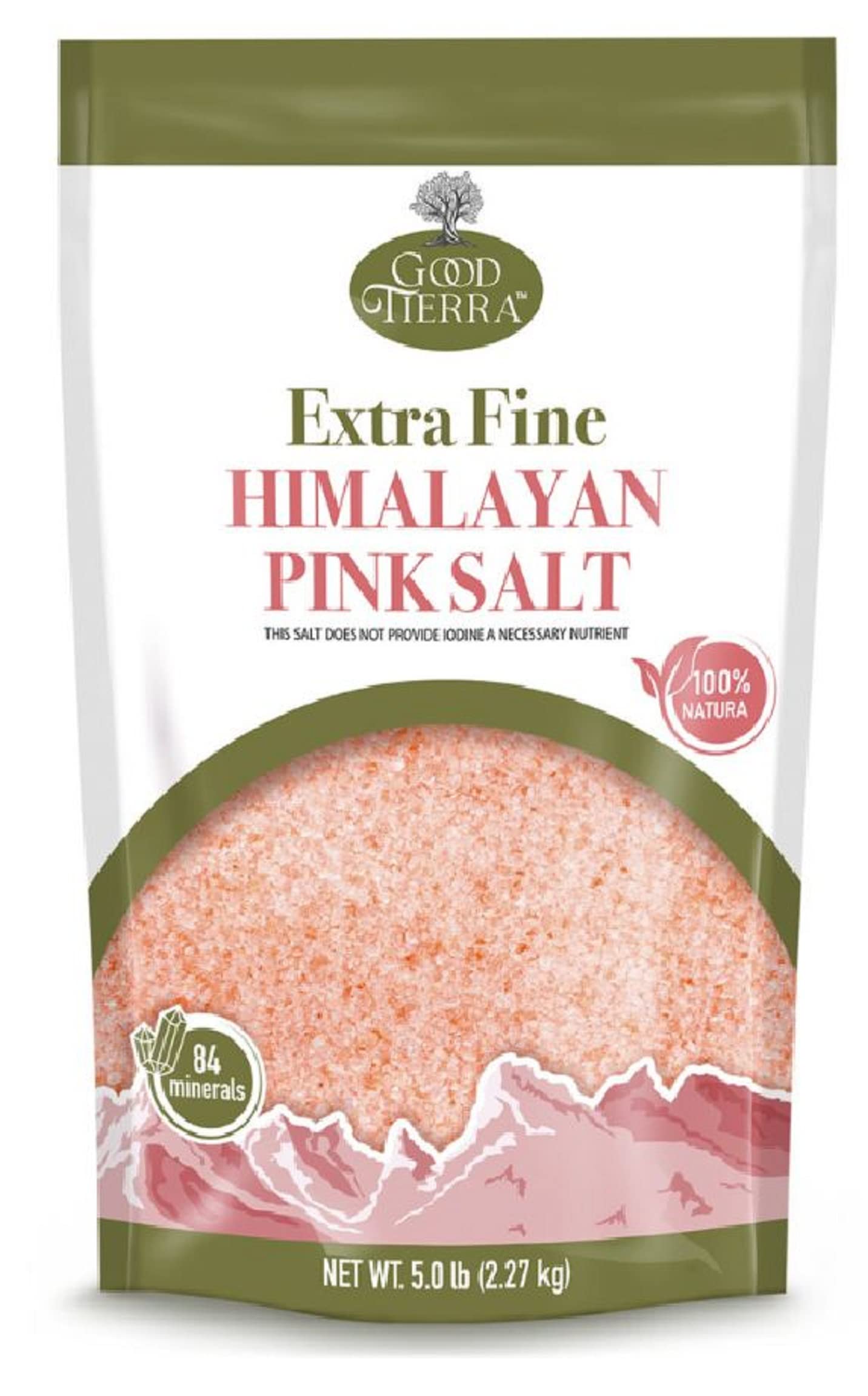 GOOD TIERRA Himalayan Pink Salt - Extra-Fine Grain - 80 oz (Pack of 6) - PET Bag
