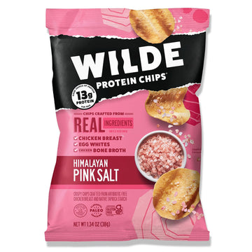 WILDE Himalayan Pink Salt Protein Chips, Thin and Crispy, High Protein, Keto Friendly, Made with Real Ingredients, 1.34oz Bags (