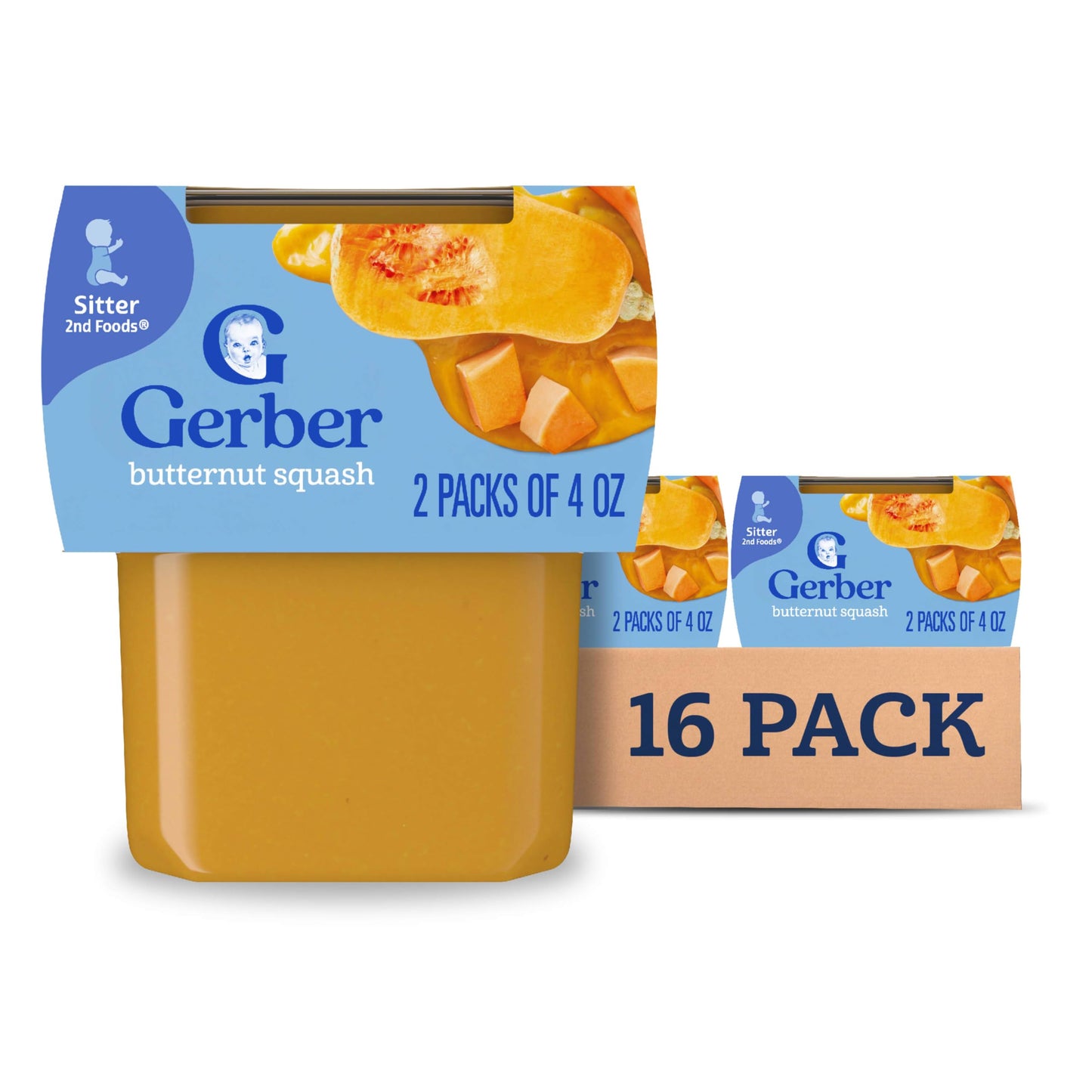 Gerber 2Nd Food Baby Food Butternut Squash Puree, Natural & Non-Gmo, 4 Ounce Tubs, 2-Pack (Pack Of 8)