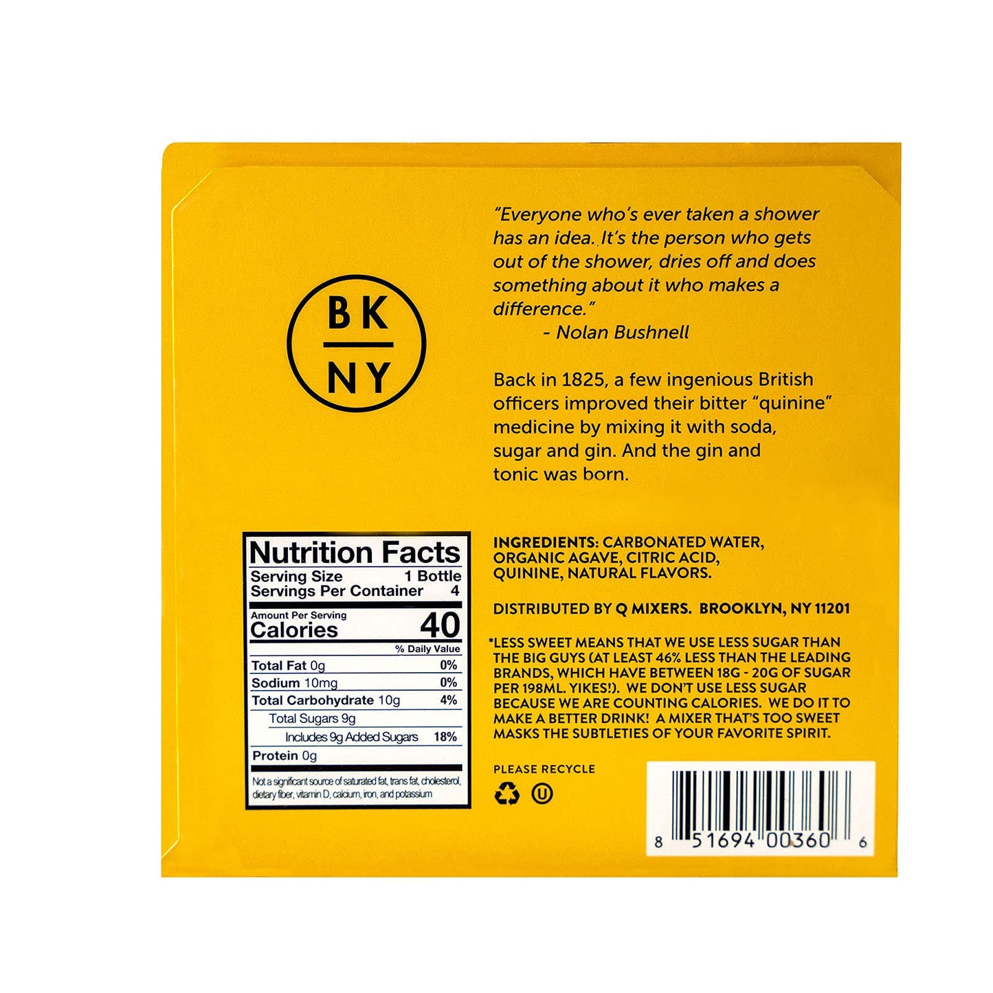 Q Mixers Enhanced Tonic Water: Real Ingredients & Less Sweet, 6.7 Fl Oz, Pack Of 24 (Only 40 Calories Per Bottle)