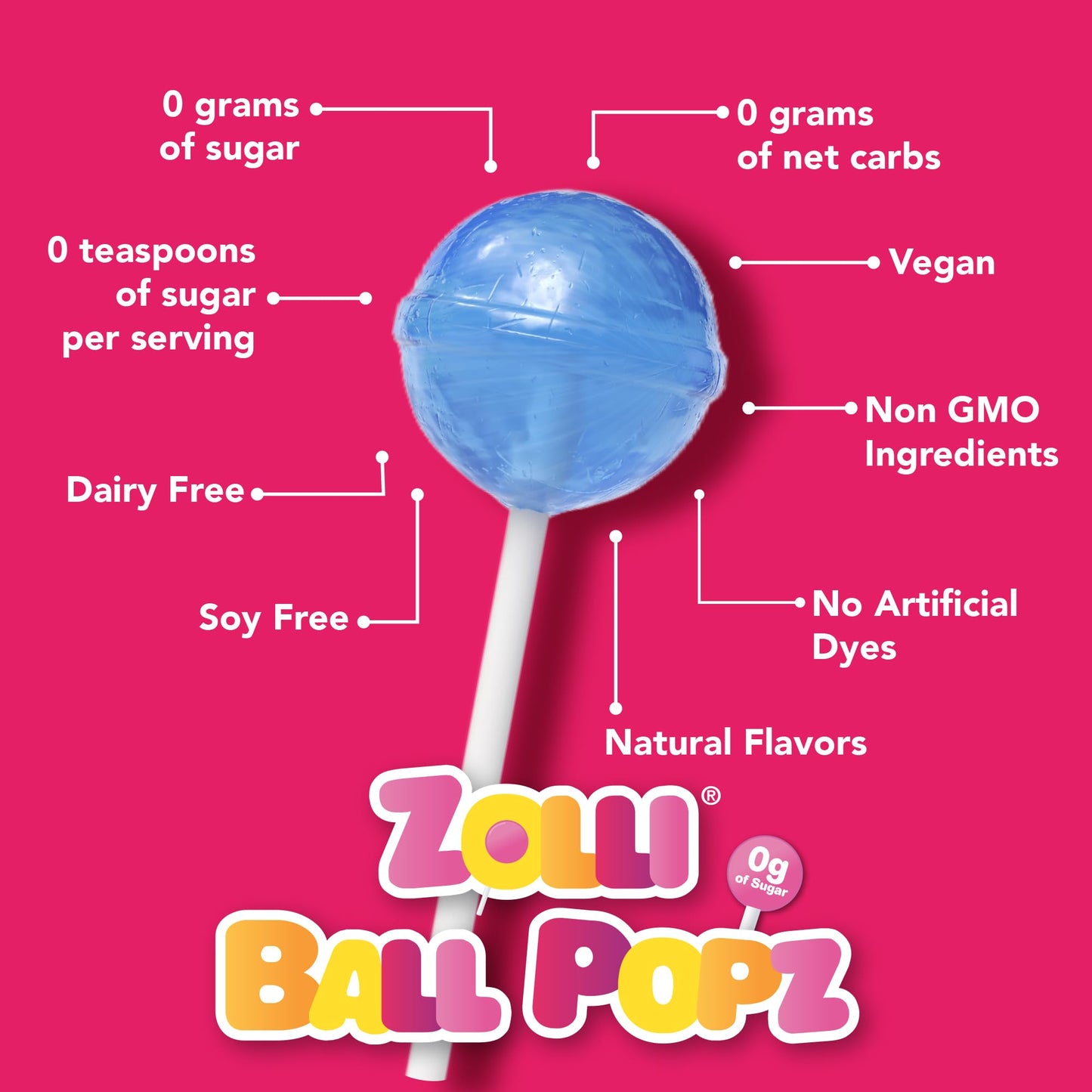 Zolli Ball Popz Lollipops - Clean Teeth, Natural Fruit Flavor - 10.4 Ounce For A Delicious And Dental-Friendly Snacking Experien