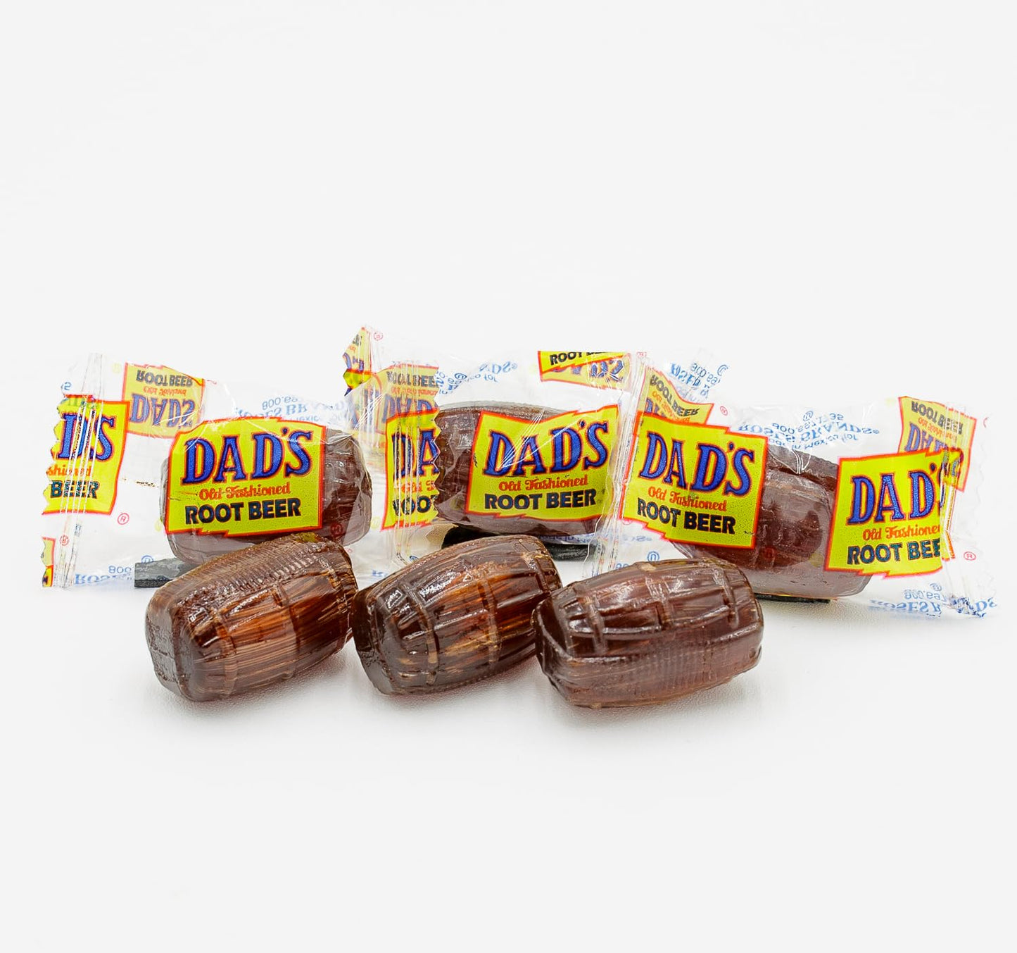 DADS ROOT malt-inspired BARRELS Hard Candy 5 lb - Bulk Bag  Old Fashioned  Original Flavor  Individually Wrapped