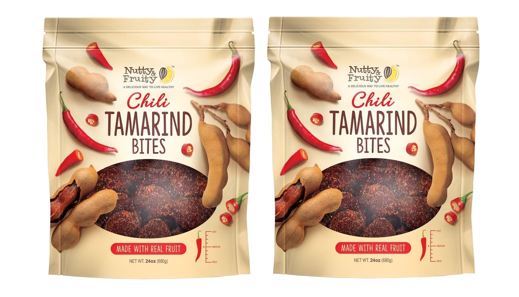 Generic 2-Pack Nutty and Fruity Chili Tamarind Bites, 48 oz Total, 3 lbs, Snack Treats
