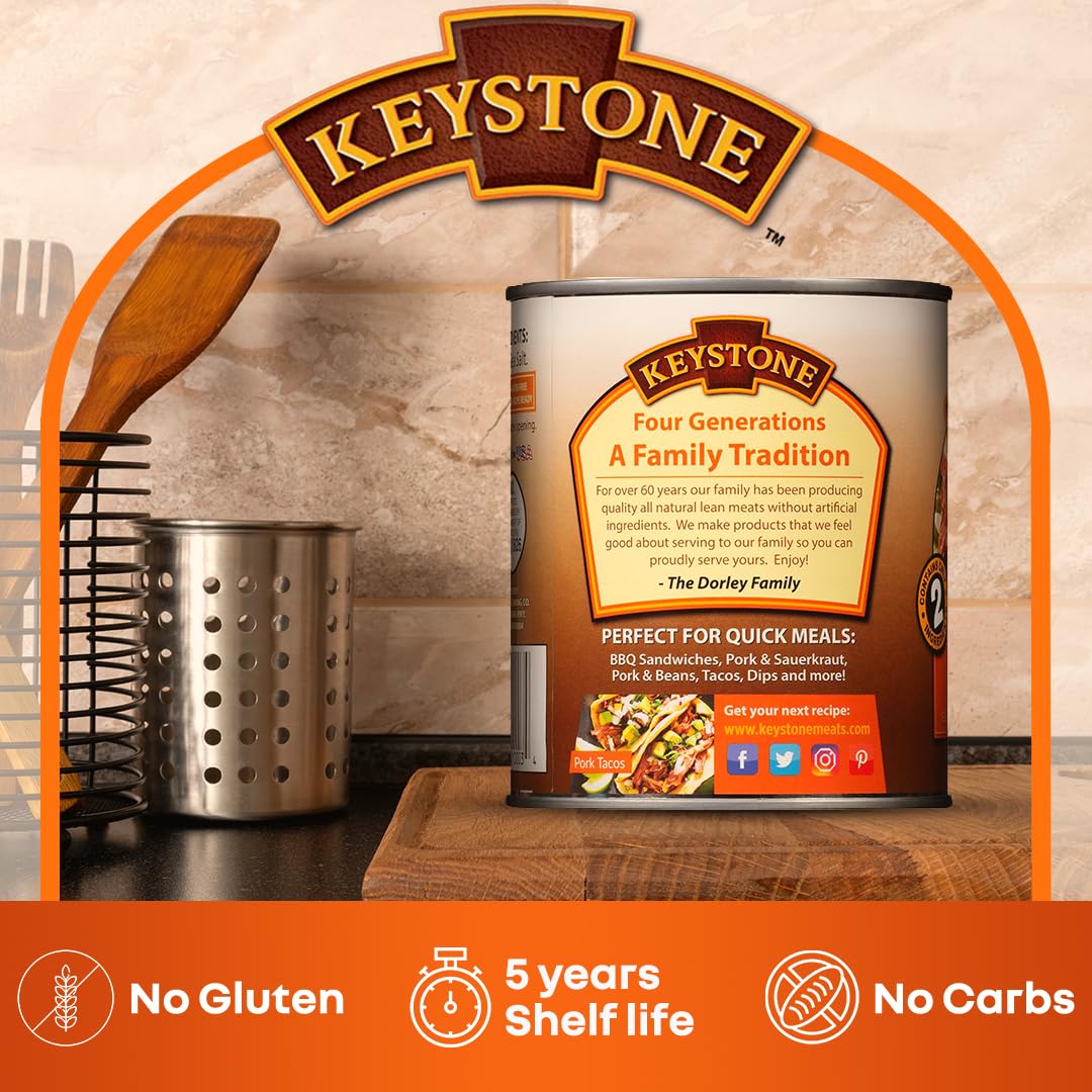 Keystone Meats All Natural Heat And Serve Canned Pork 28 Oz Fully Cooked Shelf Stable Canned Meat Emergency Survival Meals Canne