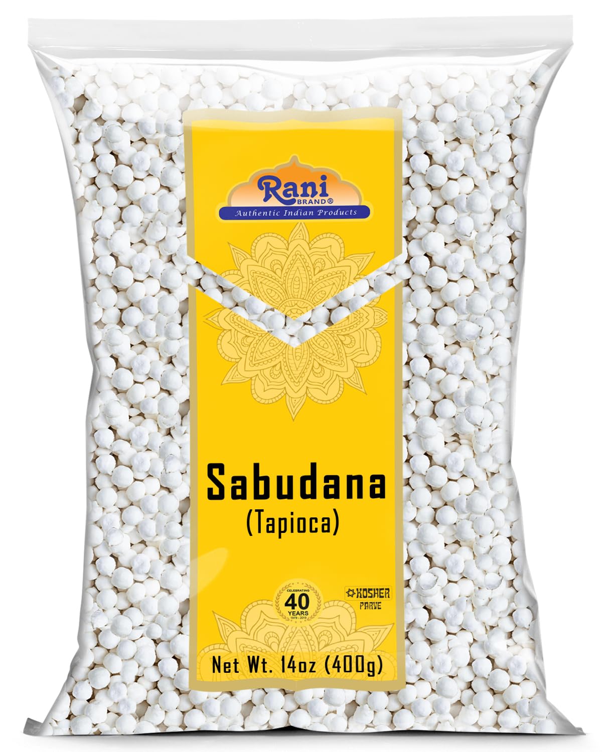Rani Sabudana (Tapioca/Sago) Pearls 14Oz (400G) ~ All Natural | Vegan | No Colors | Non-Gmo | Indian Oriflavor Blend