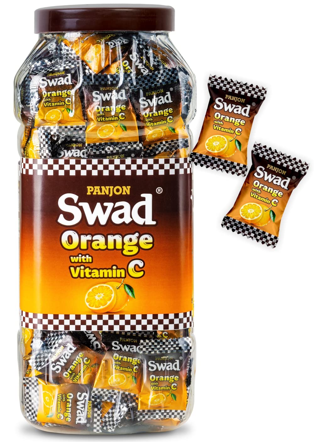 Swad Orange Candy enriched with Vitamin C | Flavored Sugar Easter Candy | Orange Bite | 150 Toffee Jar
