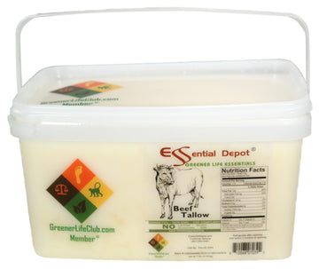 Beef Tallow - 7 Lbs In A Pp Pail - Grass Fed - Non-Gmo - Keto Friendly - Food Grade - Free From Lactose-Gluten-Glutamate-Bse - Pp Microwavable Container, Resealable Lid & Removable Handle