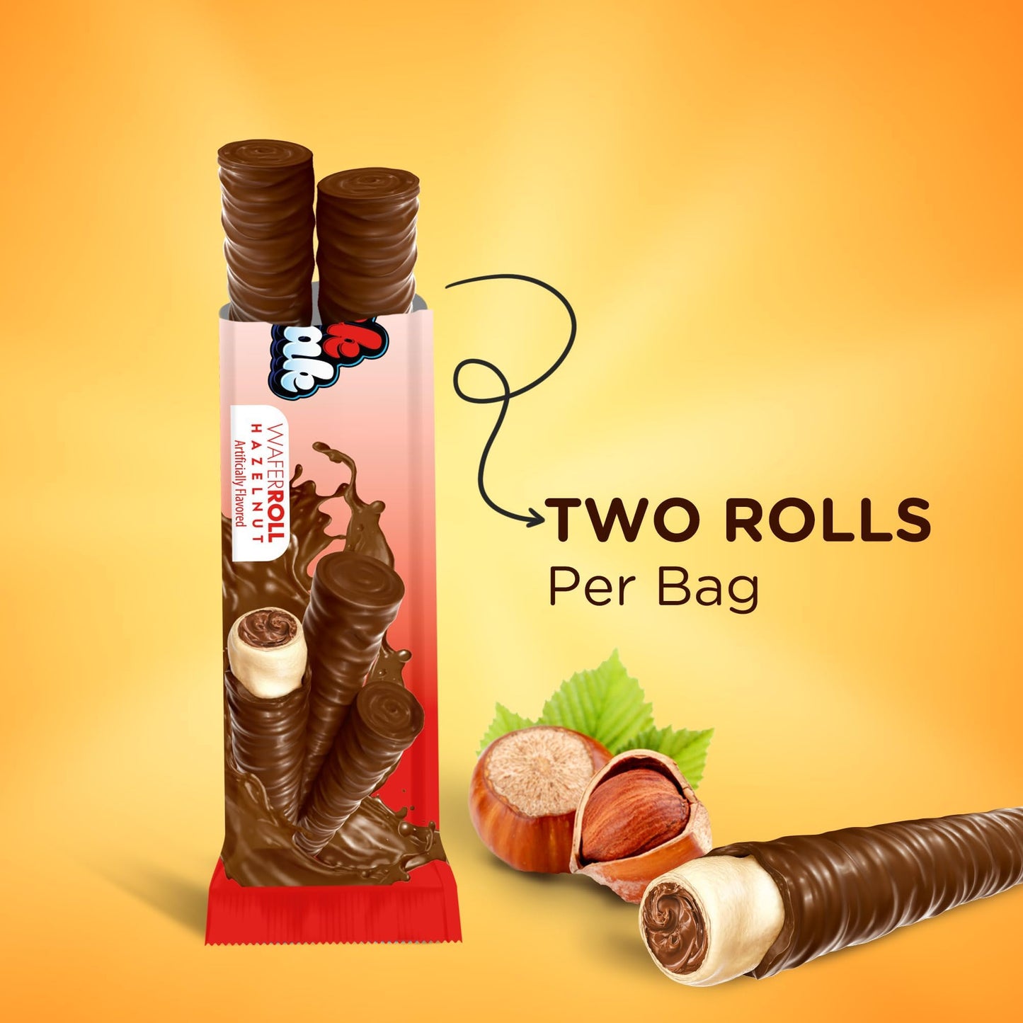 SNACK BREAK Hazelnut Wafer Rolls - Cocoa Coated Rolled Wafer Cookies, 24 Count (Pack of 12) - Crunchy Snack for Coffee & Tea