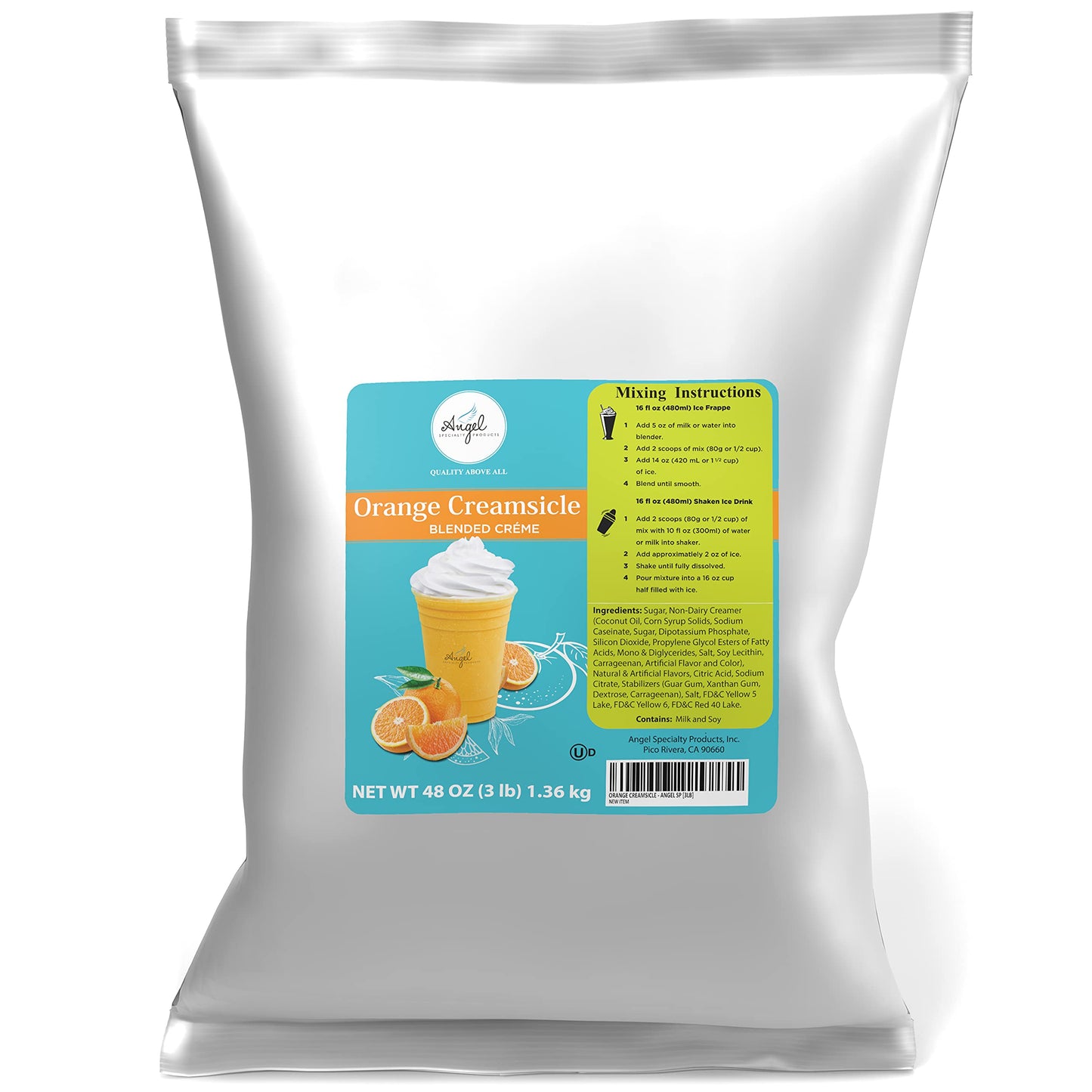 Angel Specialty Products, Blended Smoothie, Frappe Powder Mix, Orange Creamsicle [3 LB] [34 Servings]
