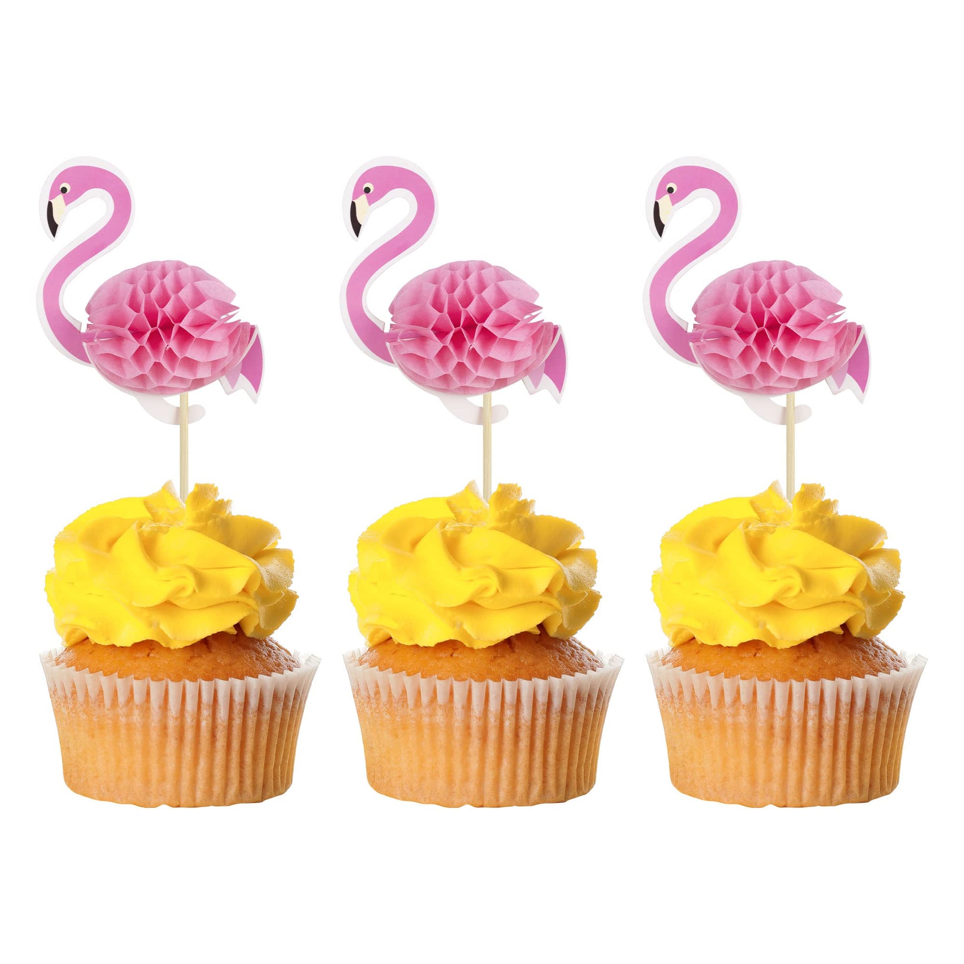 Gyufise Luau 3D Flamingo Cupcake Toppers Tropical Aloha Flamingo Cupcake Picks For Summer Hawaiian Luau Tropical Theme Baby Show