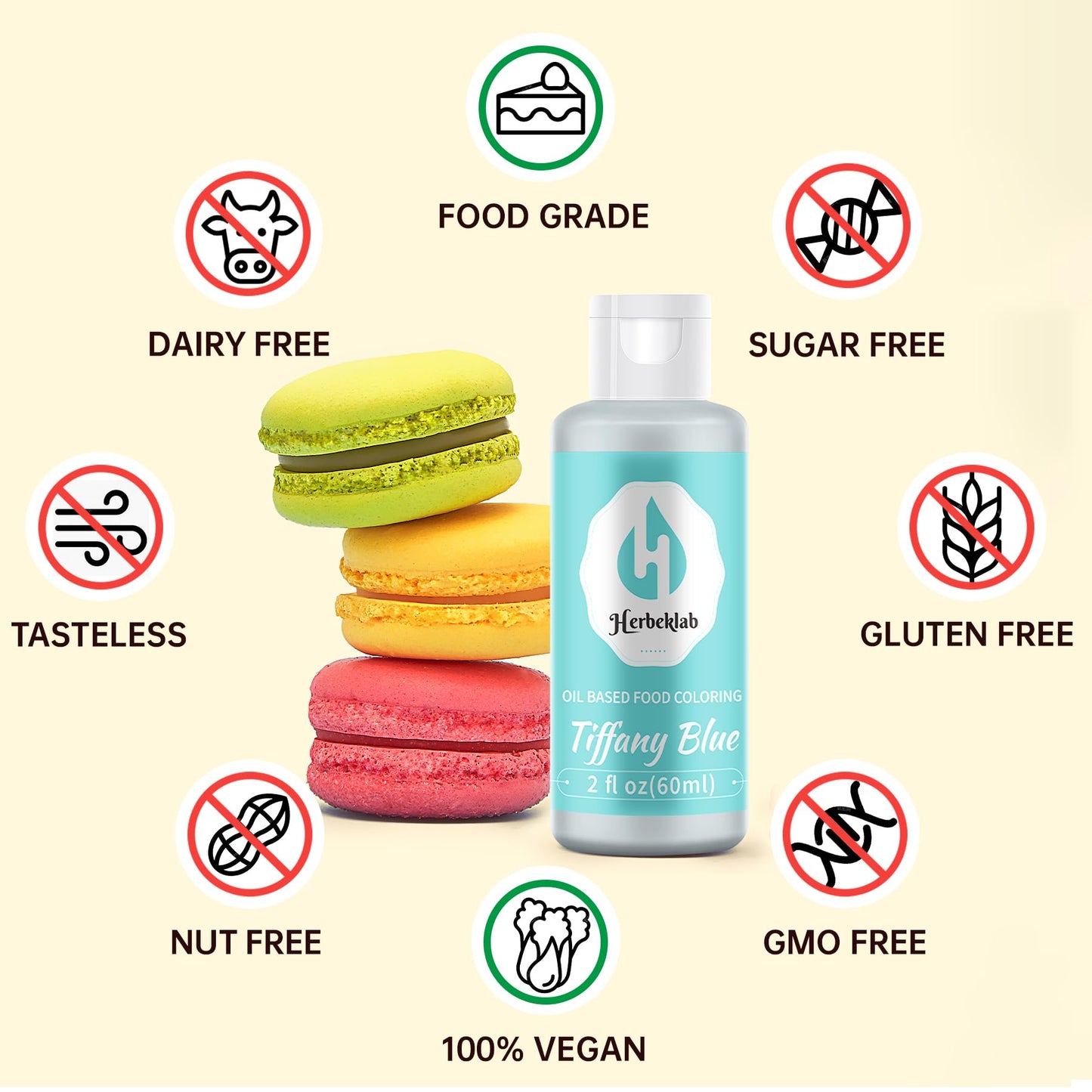 Herbeklab Tiffany Blue Oil Based Food Coloring for Chocolate 60ml Concentrated Dye for Candy Melts and Cake Pops