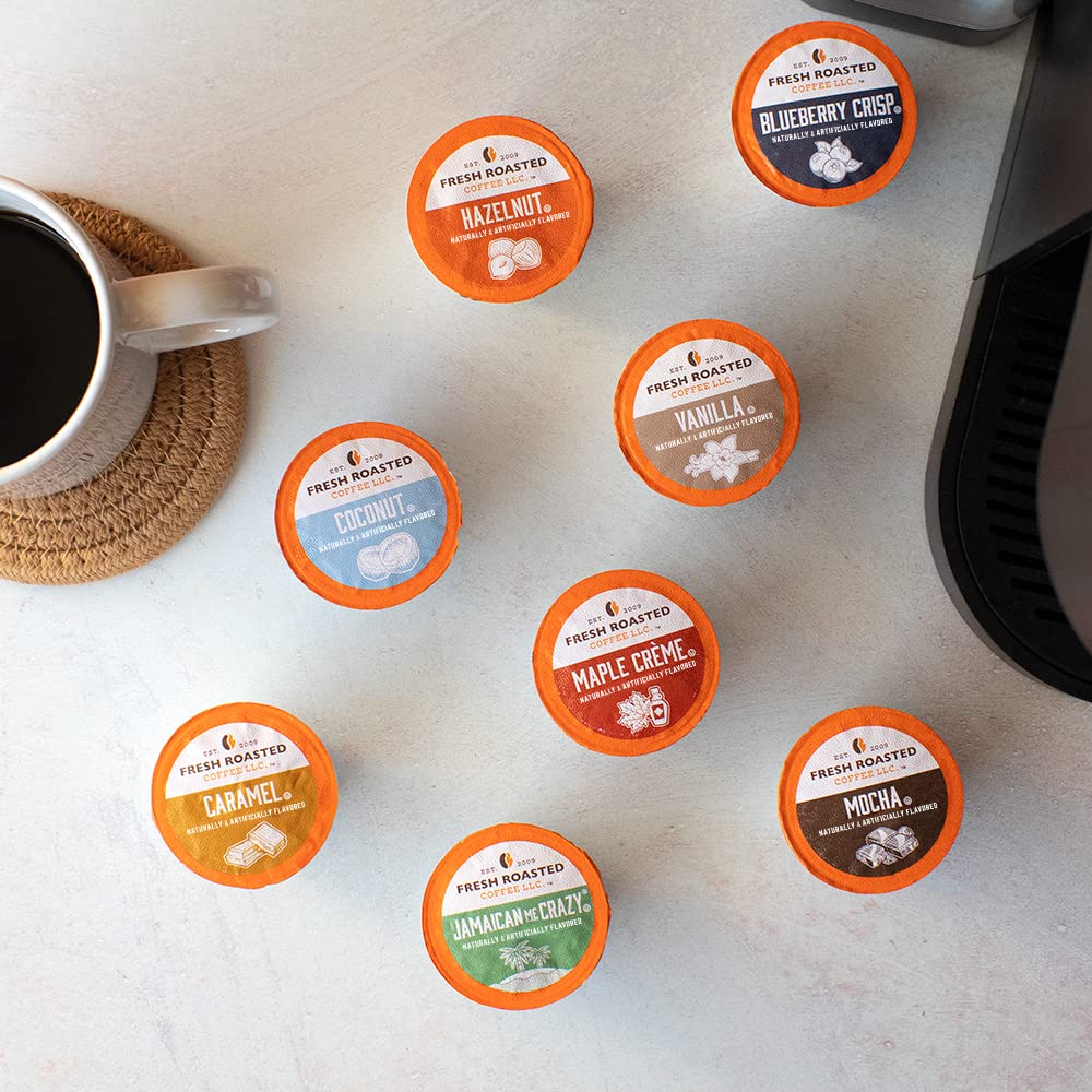 Fresh Roasted Coffee, The Great Eight, Flavored Coffee Pod Variety Pack, K-Cup Compatible, 48 Count