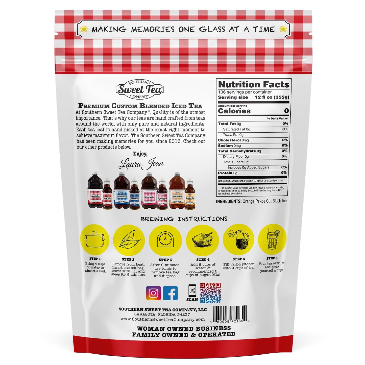 Iced Tea Bags One Gallon Size Caffeinated Quick Brew 2 Packs (Makes 10 Gallons Each) True Southern Ice Tea By Southern Sweet Tea