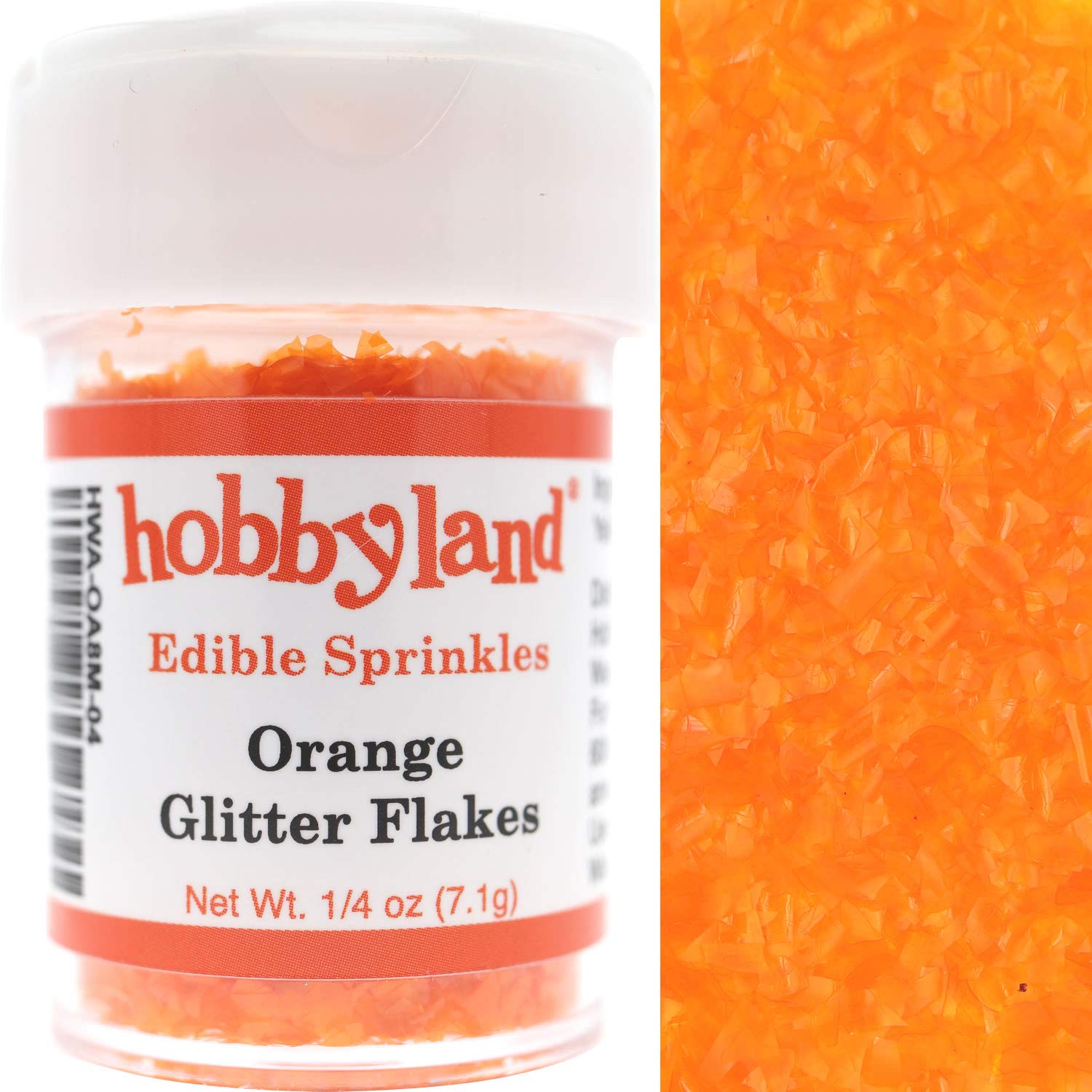Hobbyland Edible Glittery Flakes (Orange Glitter Flakes, 1/4 oz)