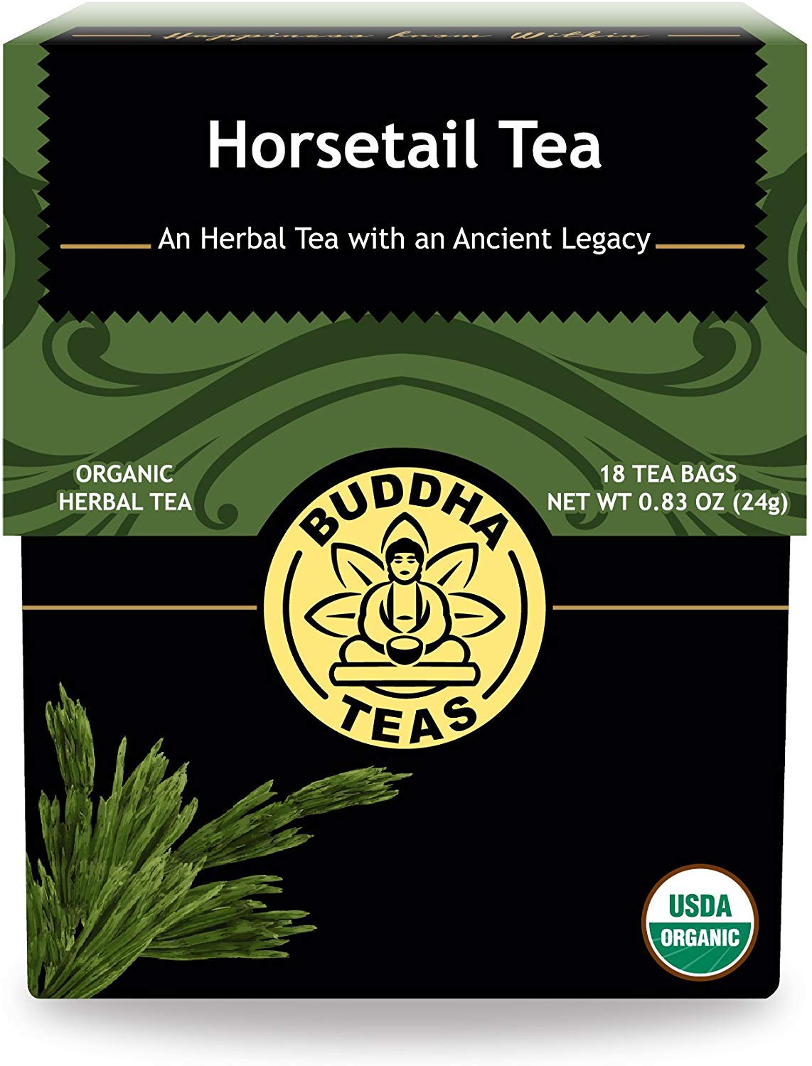 Buddha Teas Organic Herbal Tea - Horsetail - Caffeine Free - 18 Count (Pack of 1) - Non-GMO, Kosher, with B Vitamins & Antioxidants