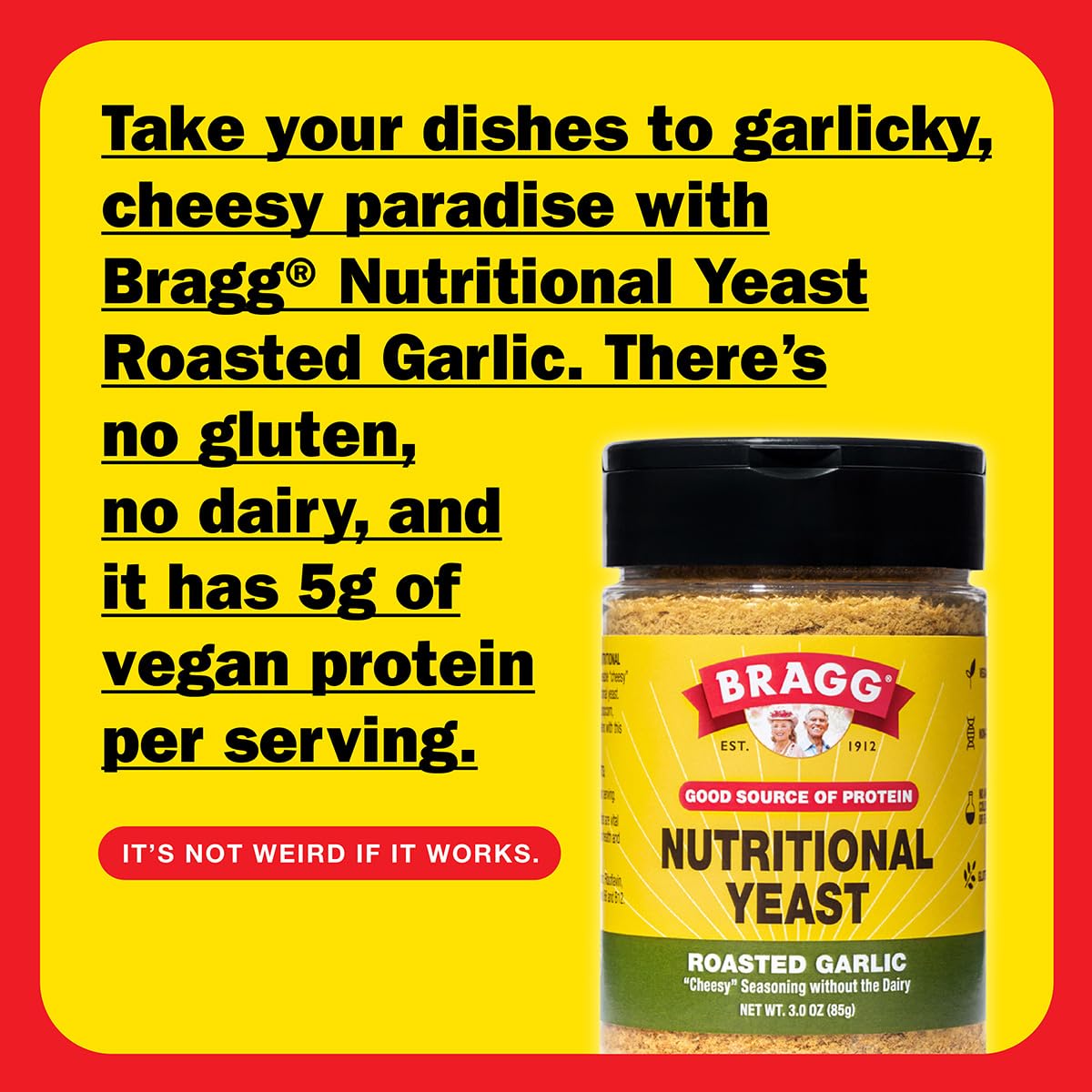 Bragg Nutritional Yeast Roasted Garlic Seasoning - (6 Pack) 3 Oz - Dairy-Free Parmesan Cheese Substitute - Perfect For Salads, P